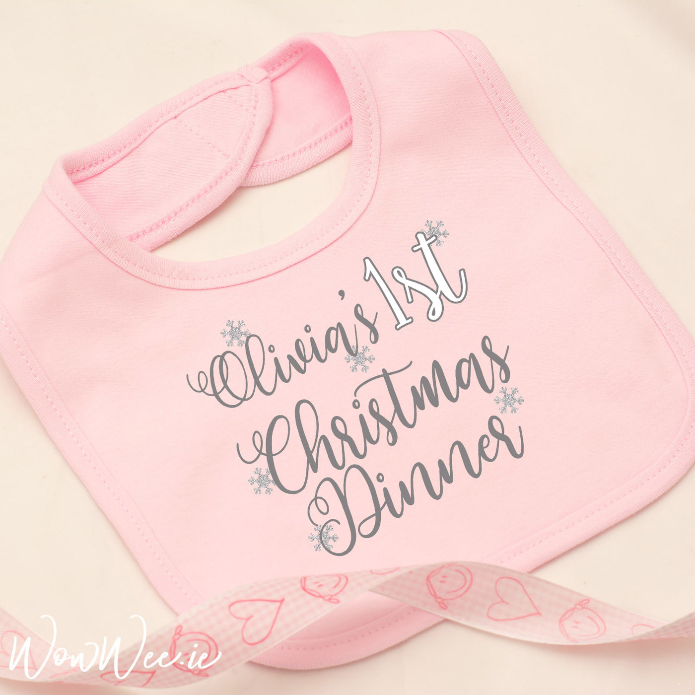 Personalised My First Christmas Bib for Girls - Christmas Dinner - WowWee.ie Personalised Gifts