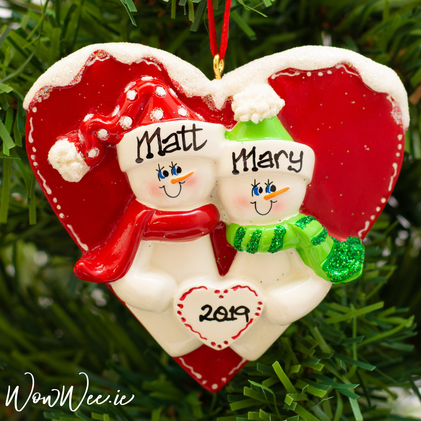 Personalised Christmas Ornament - Snow in Love | Personalised Christmas Tree Decorations for Couples | WowWee.ie