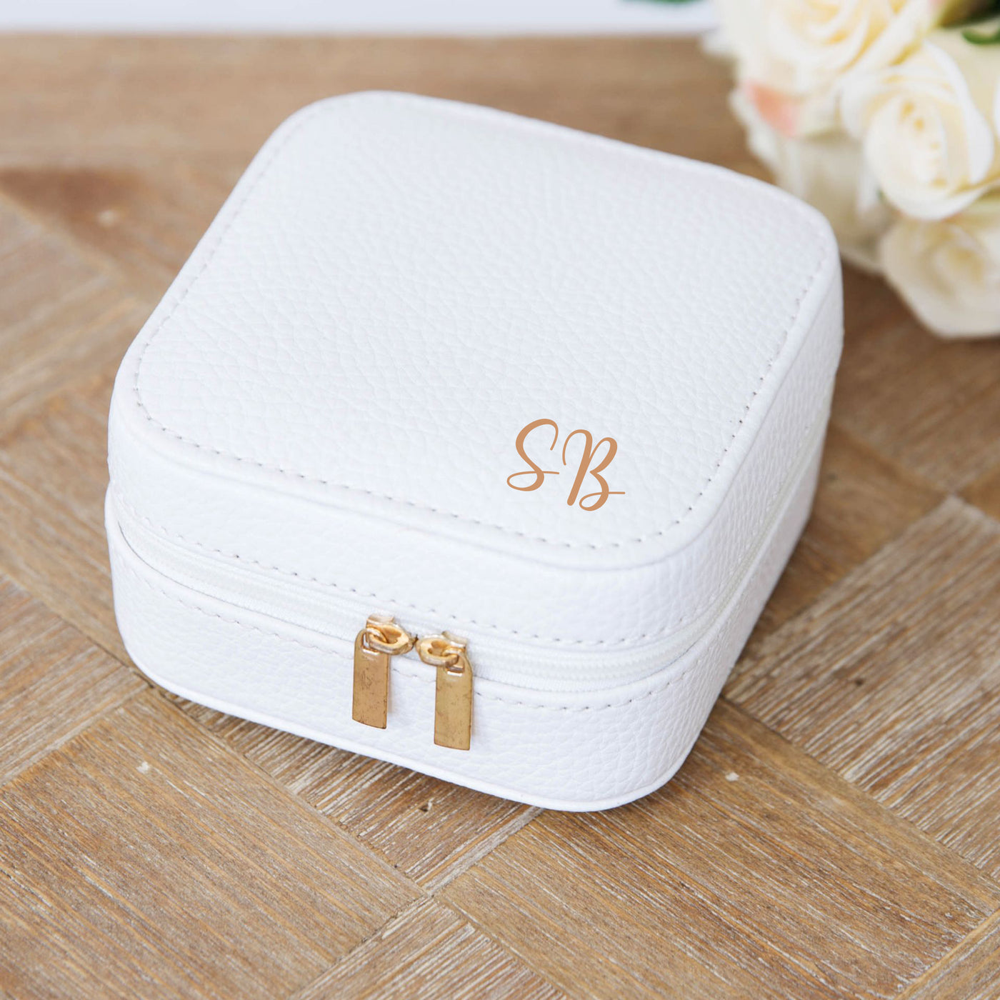 Personalised Jewellery Travel Case with Gold Zip