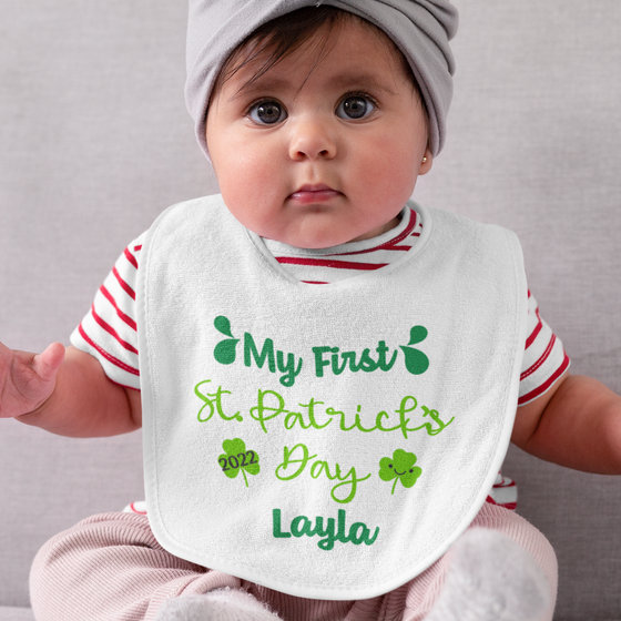 Personalised Baby Bib - First St. Patrick's Day 2026