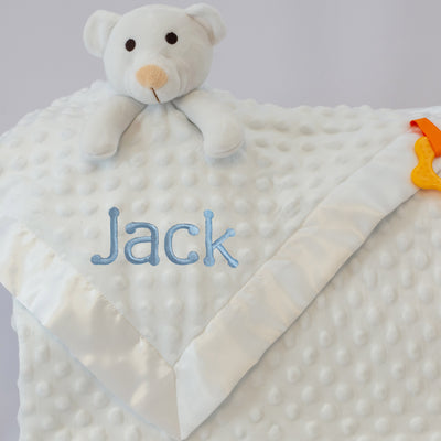 Personalised Baby Comforter - White Teddy for Boys - WowWee.ie Personalised Gifts